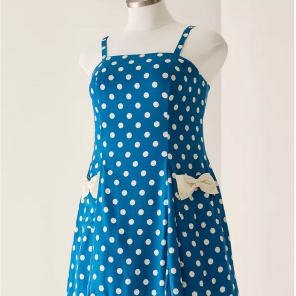 torrid NWOT Retro Chic Blue Polka Dot Fit & Flare Mini Dress - Picture 6 of 7